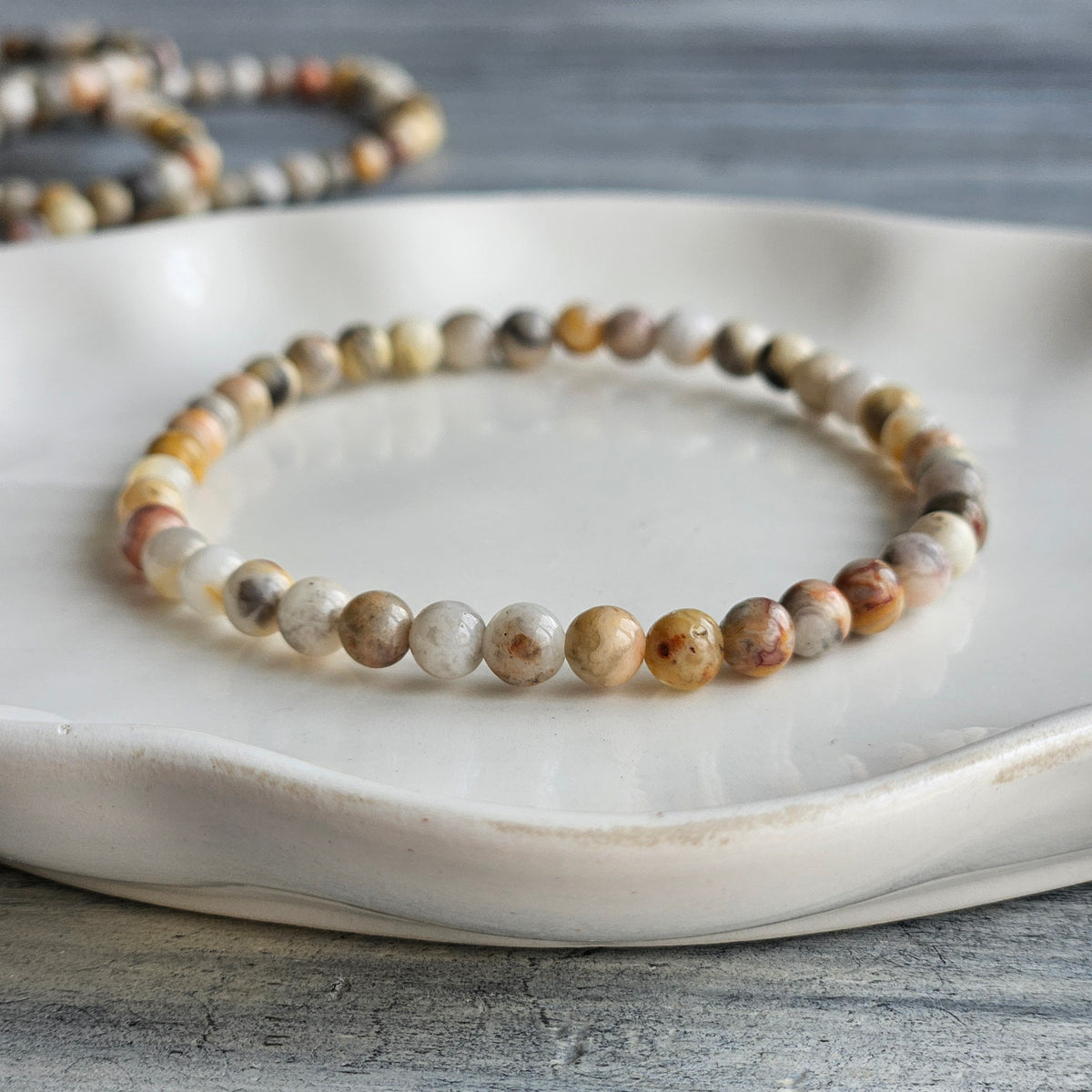 Crazy Lace Agate 4mm Beaded Stretch Stone Bracelet – Wholehearted Crystal Creations