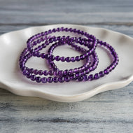 Amethyst 4mm Beaded Stretch Stone Bracelet – Wholehearted Crystal Creations