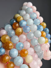 Aquamarine, Morganite and Heliodor Beryl Crystal Bracelet