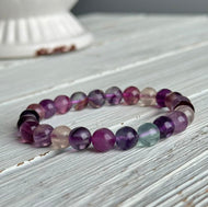 Rainbow Fluorite 8mm Stretch Beaded Bracelet – Wholehearted Crystal Creations