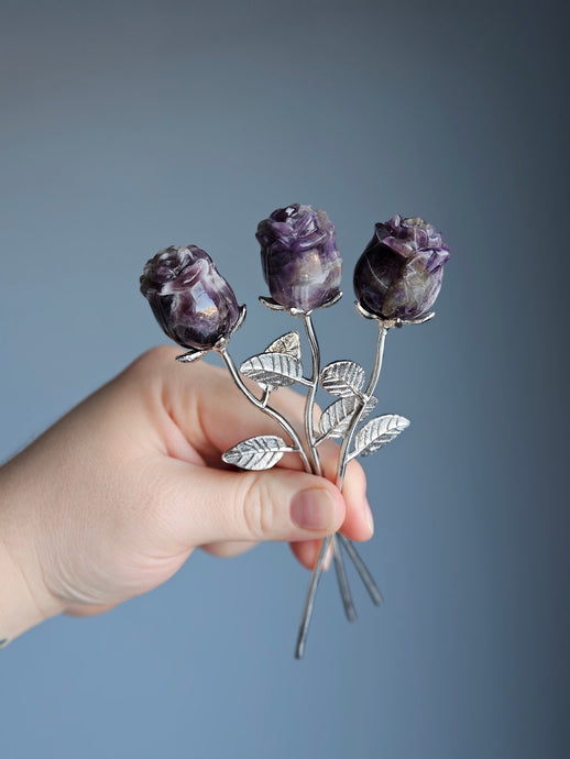 Valentine Crystal Rose Carving Specimen (Choose Your Material)