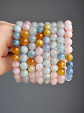 Aquamarine, Morganite and Heliodor Beryl Crystal Bracelet