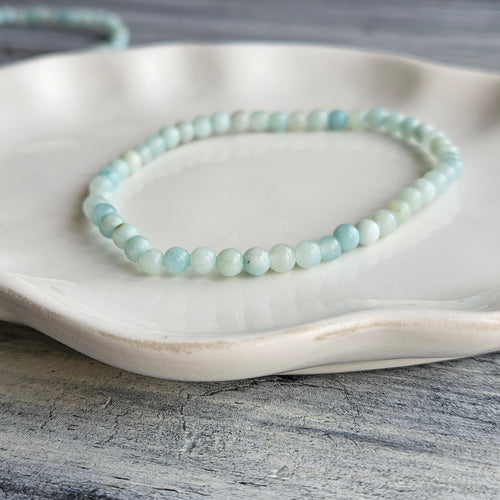Amazonite 4mm Beaded Stretch Stone Bracelet – Wholehearted Crystal Creations