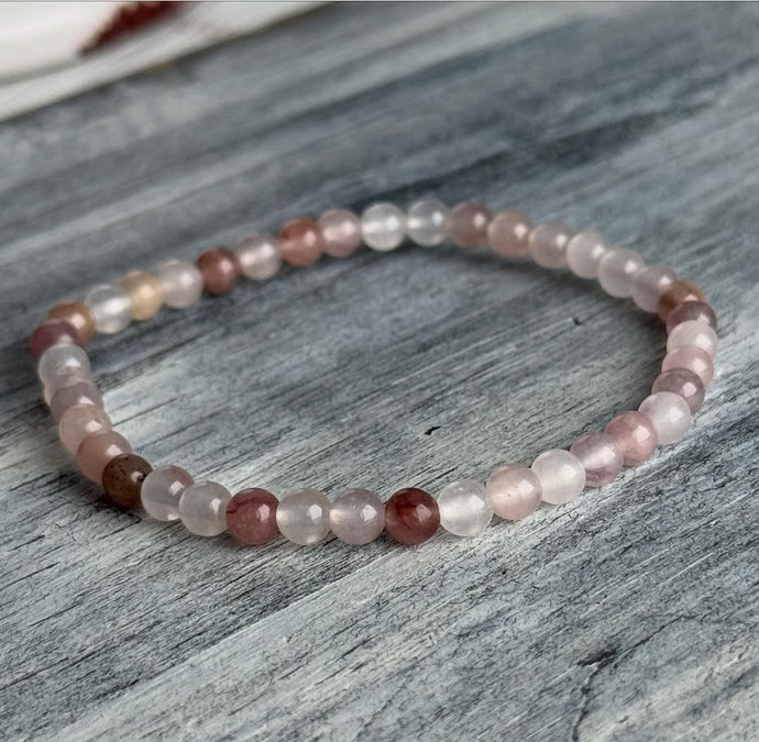Lithium Quartz 4mm Beaded Stretch Bracelet
