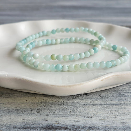 Amazonite 4mm Beaded Stretch Stone Bracelet – Wholehearted Crystal Creations