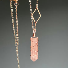 Rose Quartz Diamond Wire Wrapped Crystal Necklace – Wholehearted Crystal Creations