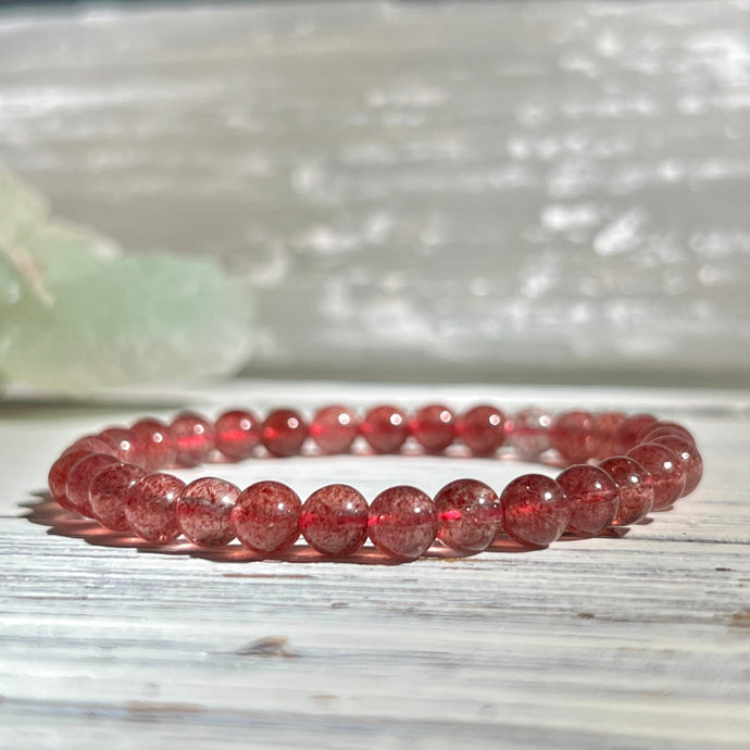 Strawberry Quartz Beaded Stretch Bracelet – Wholehearted Crystal Creations