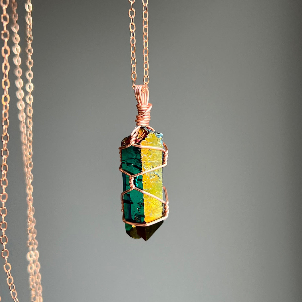 Titanium Aura Quartz Wire Wrapped Necklace – Wholehearted Crystal Creations