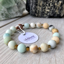Amazonite Stretch Bracelet with Gold Hematite Spacers (38)