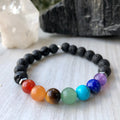 7 Chakra Healing Lava Stone Bracelet Hematite – Wholehearted Crystal Creations