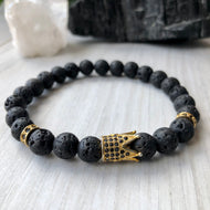 Lava Stone Diffuser Bracelet Gold Crown Pave CZ – Wholehearted Crystal Creations