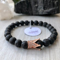 Lava Stone Diffuser Bracelet Rose Gold Crown Pave CZ – Wholehearted Crystal Creations