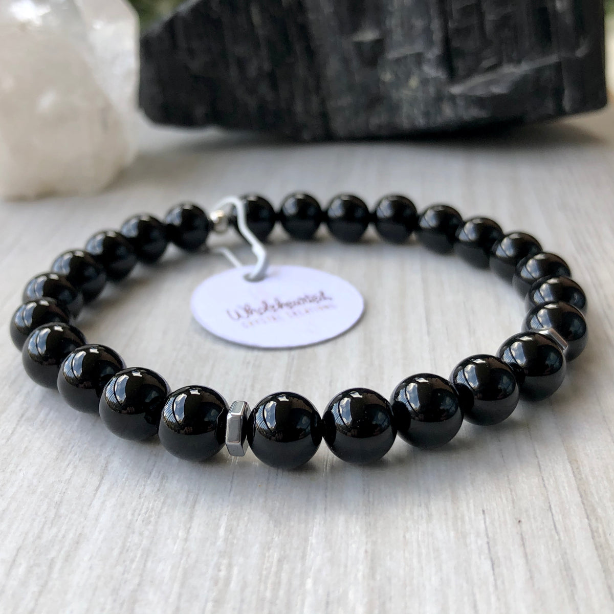 Black Onyx Hematite Stretch Bracelet – Wholehearted Crystal Creations