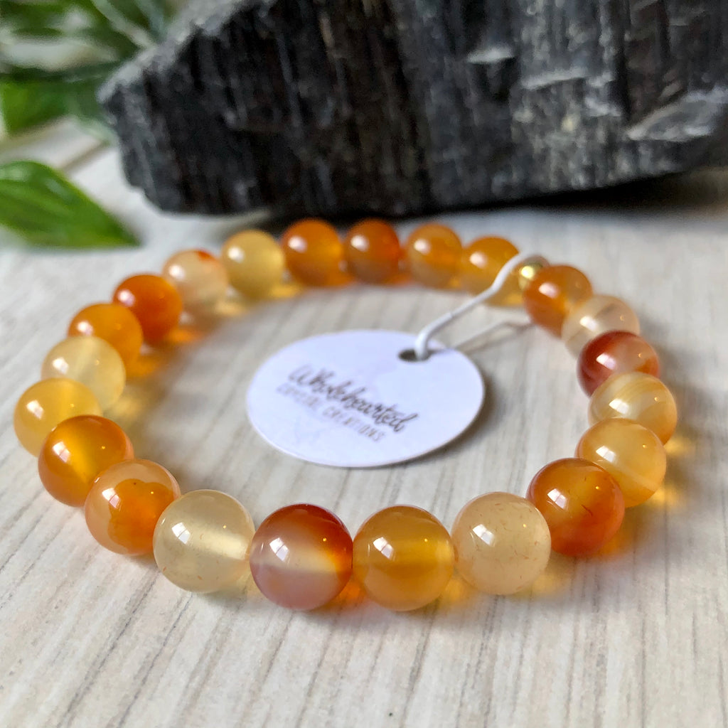 Carnelian Beaded Stretch Bracelet – Wholehearted Crystal Creations