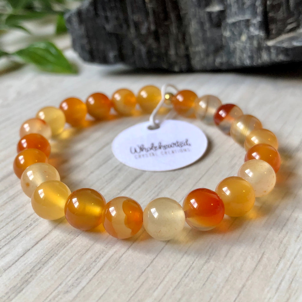 Carnelian Beaded Stretch Bracelet – Wholehearted Crystal Creations