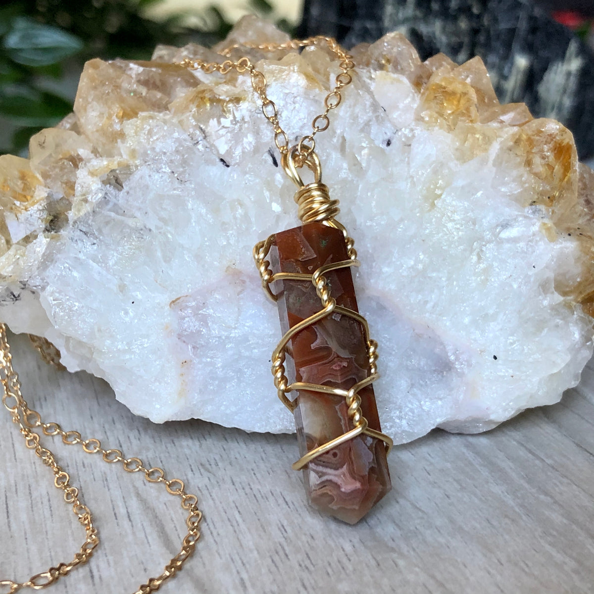 Crazy Lace Agate Wire Wrapped Necklace – Wholehearted Crystal Creations