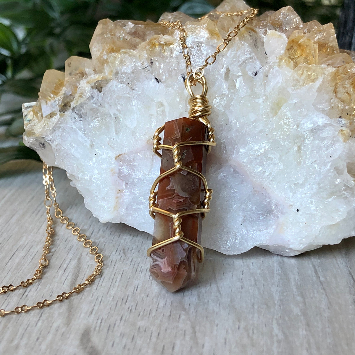 Crazy Lace Agate Wire Wrapped Necklace – Wholehearted Crystal Creations