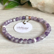 Chevron Amethyst Beaded Stretch Bracelet -6mm (85)