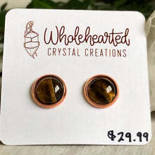 Tigers Eye Stud Earrings | Rose Gold | 10mm (008)