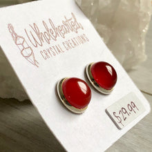Red Aventurine Stud Earrings | Silver | 10mm (006)