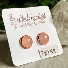 Rose Quartz Stud Earrings | Rose Gold | 10mm (004)