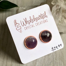 Amethyst Stud Earrings | Rose Gold | 12mm (013)