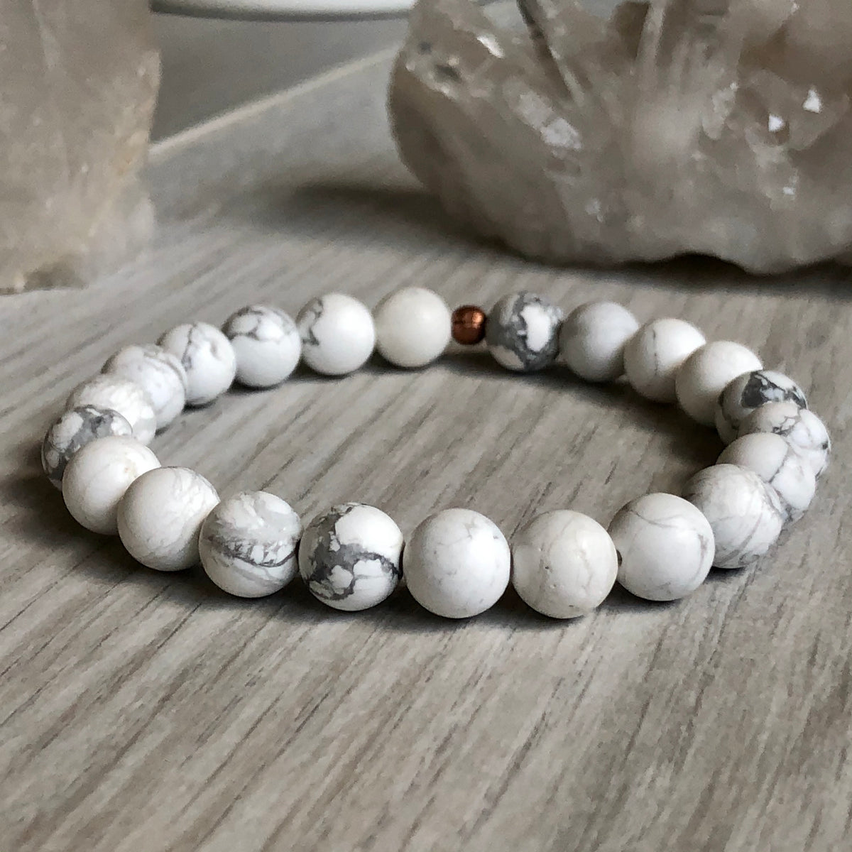 Gloss Howlite Stretch Bracelet 8mm – Wholehearted Crystal Creations