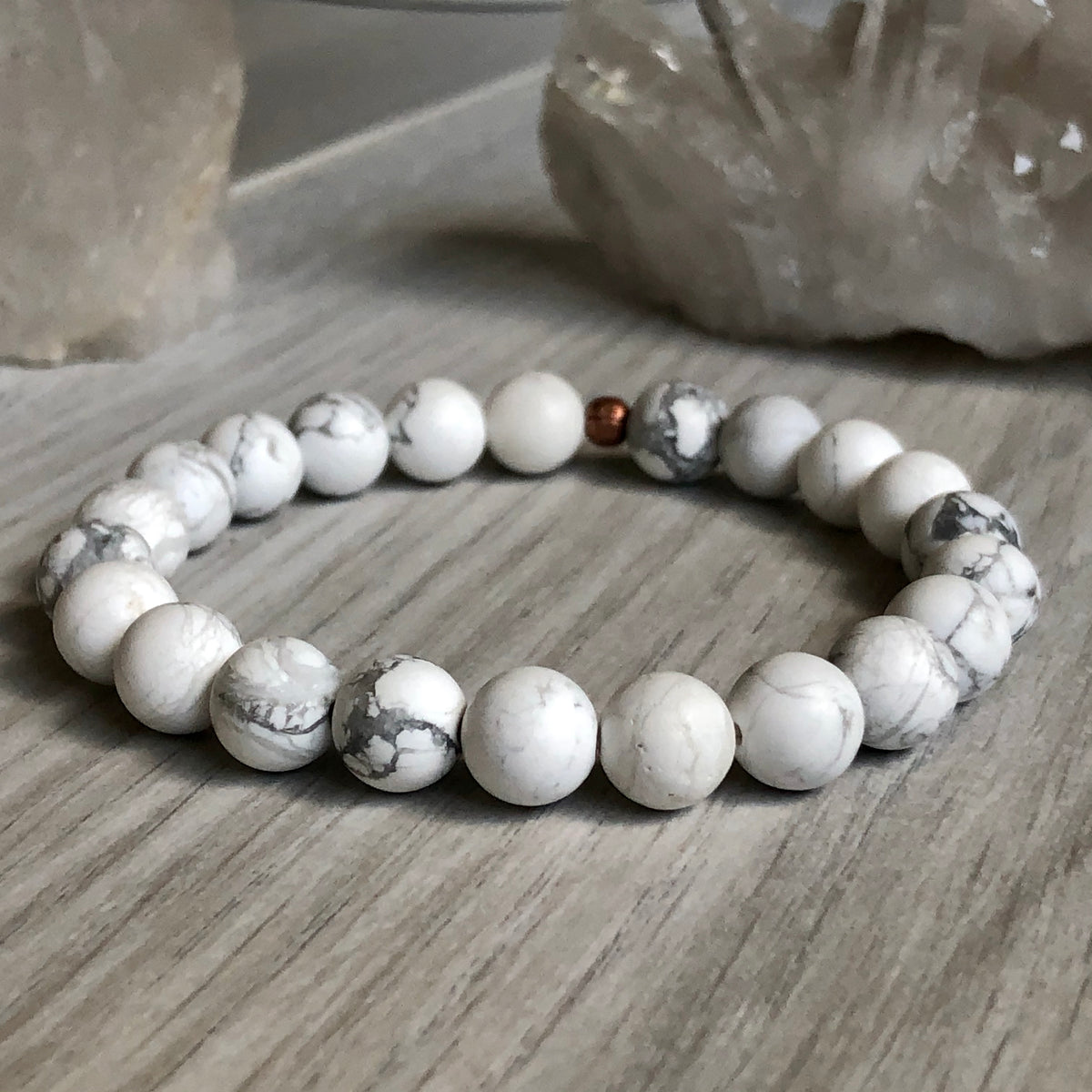 Gloss Howlite Stretch Bracelet 8mm – Wholehearted Crystal Creations