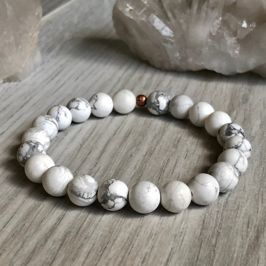 Gloss Howlite Stretch Bracelet 8mm – Wholehearted Crystal Creations