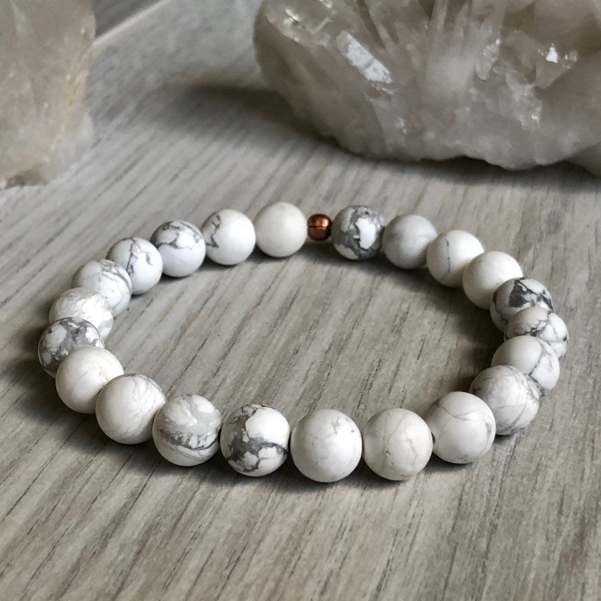 Gloss Howlite Stretch Bracelet 8mm – Wholehearted Crystal Creations