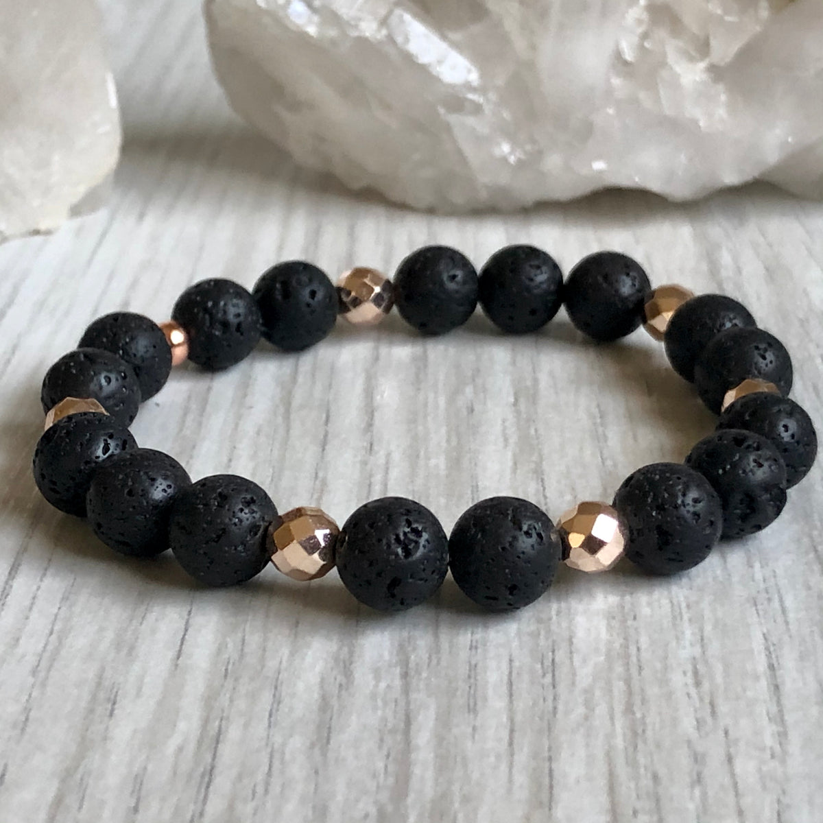 Lava Stone Diffuser Bracelet Rose Gold Hematite Spacers – Wholehearted Crystal Creations
