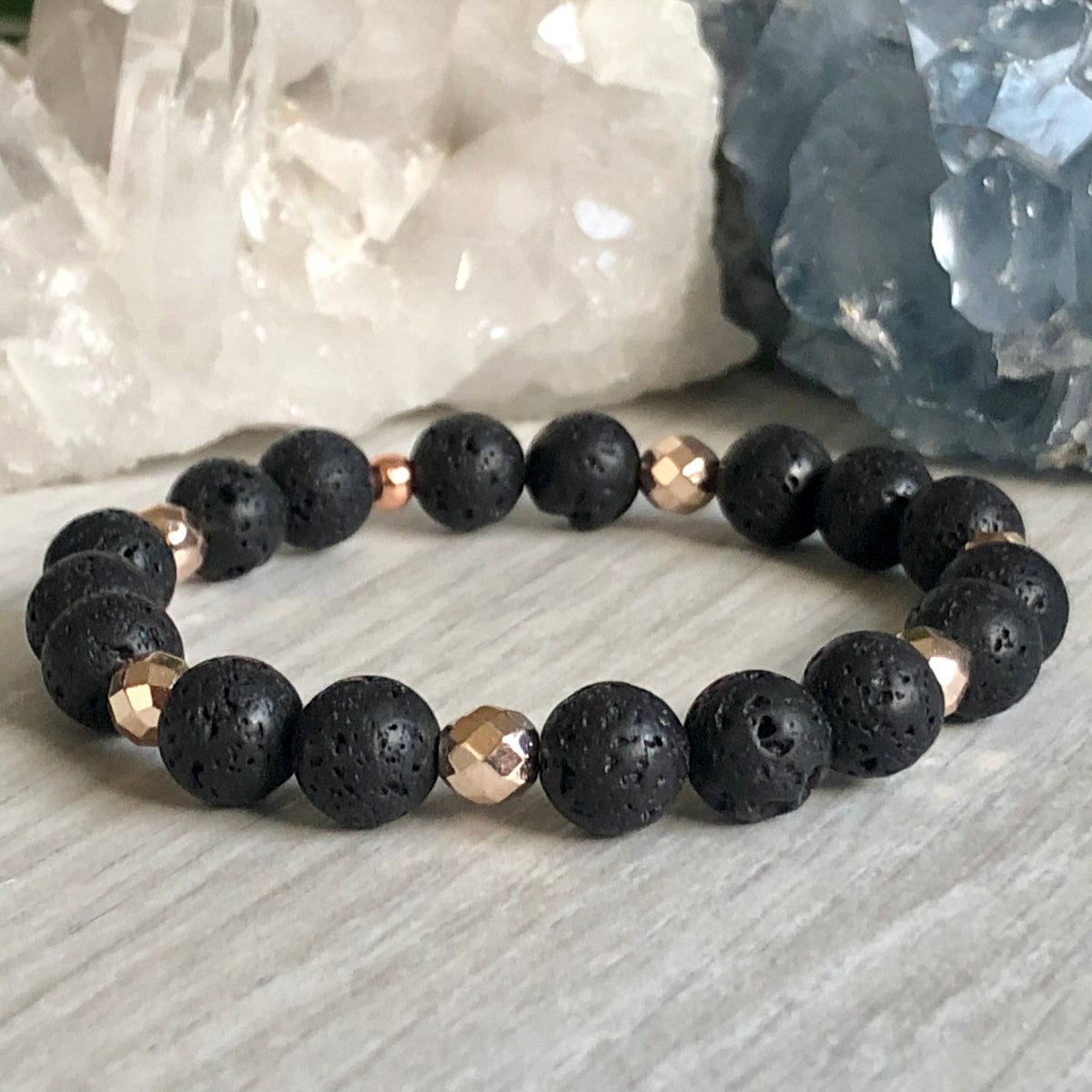 Lava Stone Diffuser Bracelet Rose Gold Hematite Spacers – Wholehearted Crystal Creations