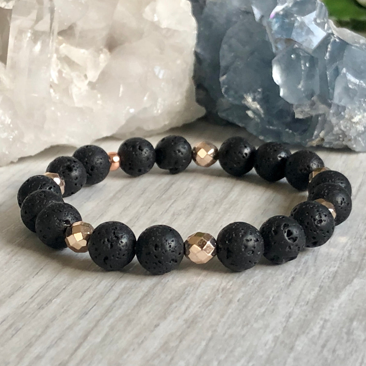 Lava Stone Diffuser Bracelet Rose Gold Hematite Spacers – Wholehearted Crystal Creations