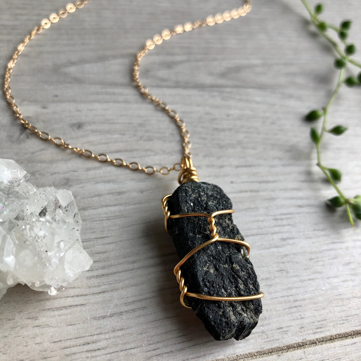 Black Tourmaline Wire Wrapped Crystal Necklace – Wholehearted Crystal Creations