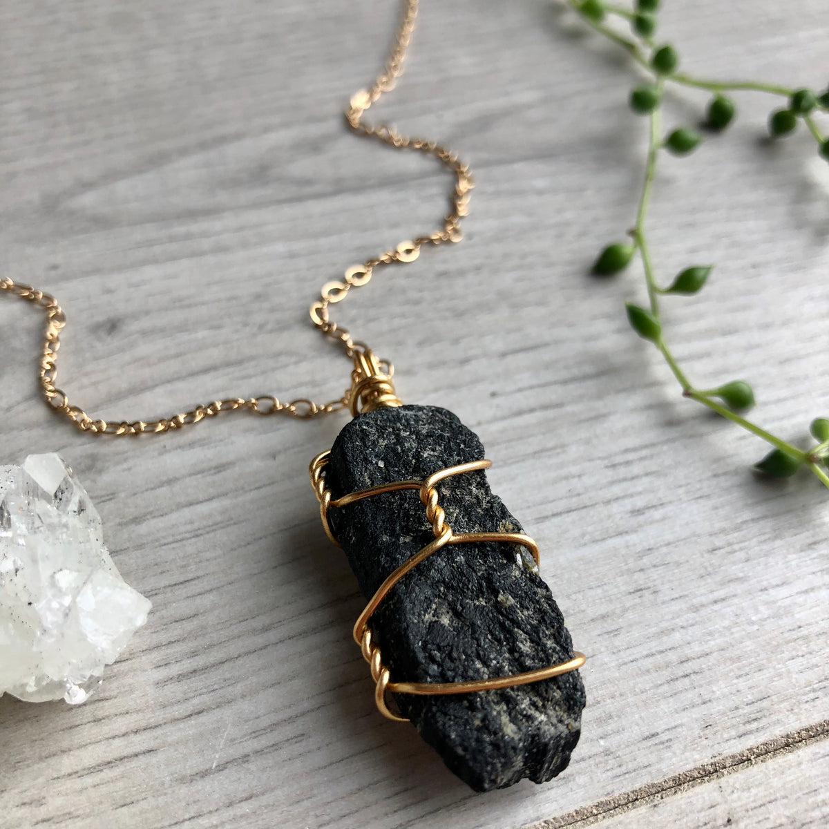 Black Tourmaline Wire Wrapped Crystal Necklace – Wholehearted Crystal Creations