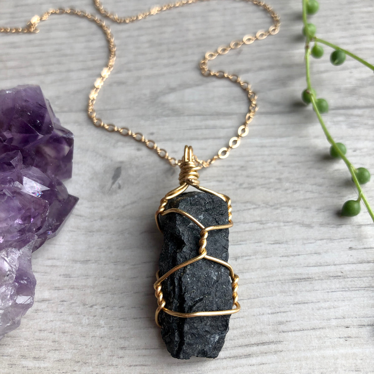 Black Tourmaline Wire Wrapped Crystal Necklace – Wholehearted Crystal Creations