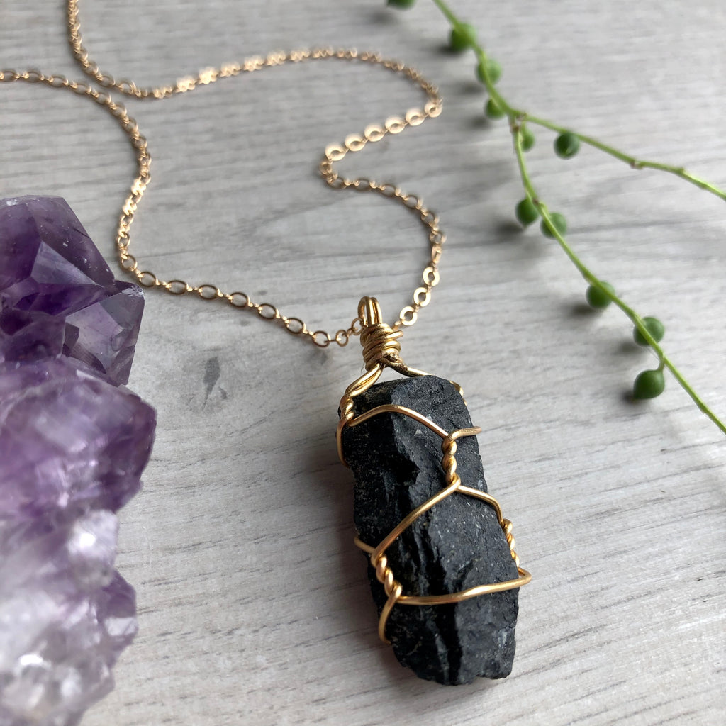 Black Tourmaline Wire Wrapped Crystal Necklace – Wholehearted Crystal Creations