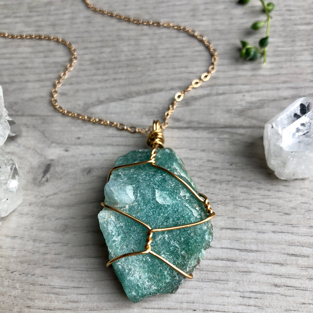 Raw Green Aventurine Wire Wrapped Necklace – Wholehearted Crystal Creations