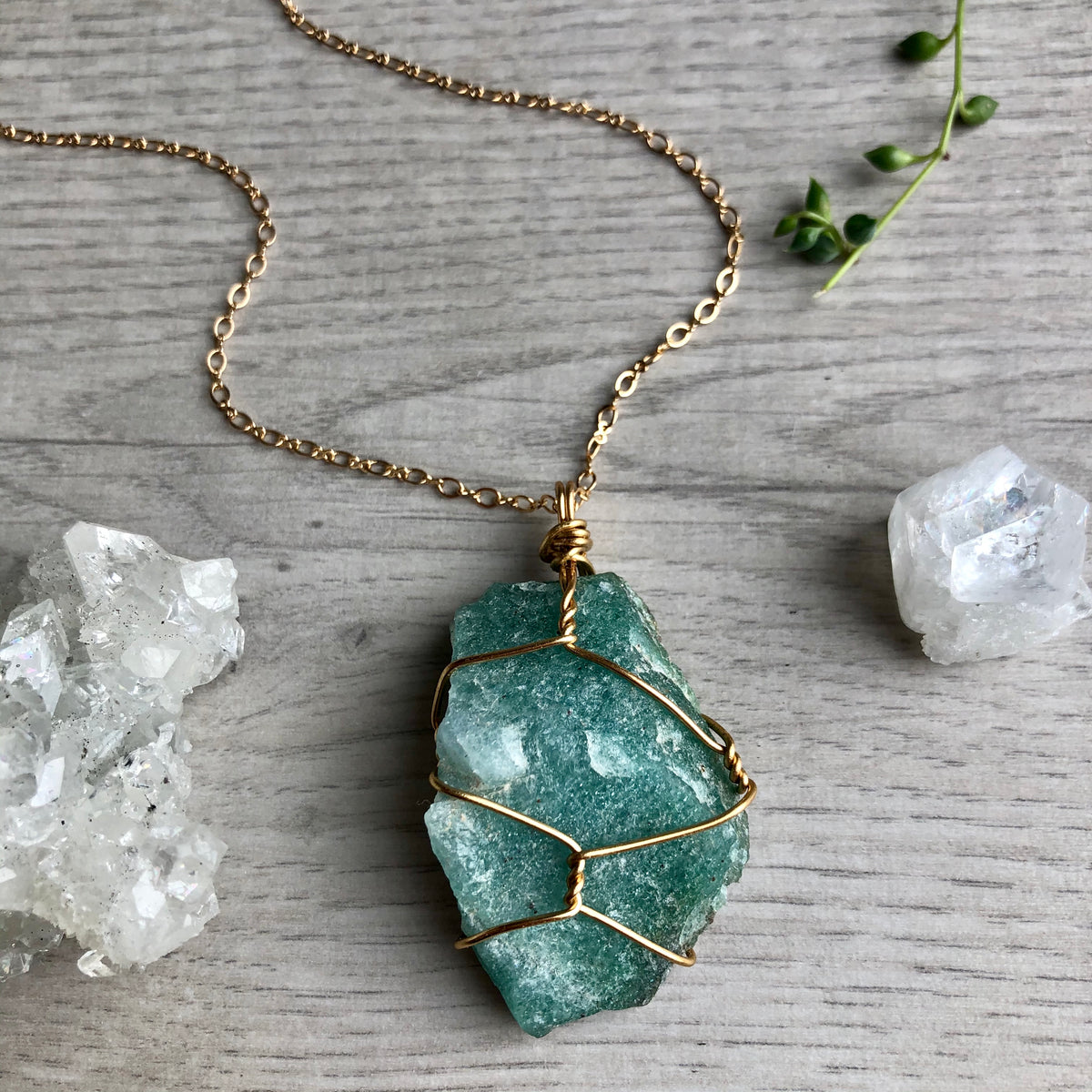 Raw Green Aventurine Wire Wrapped Necklace – Wholehearted Crystal Creations