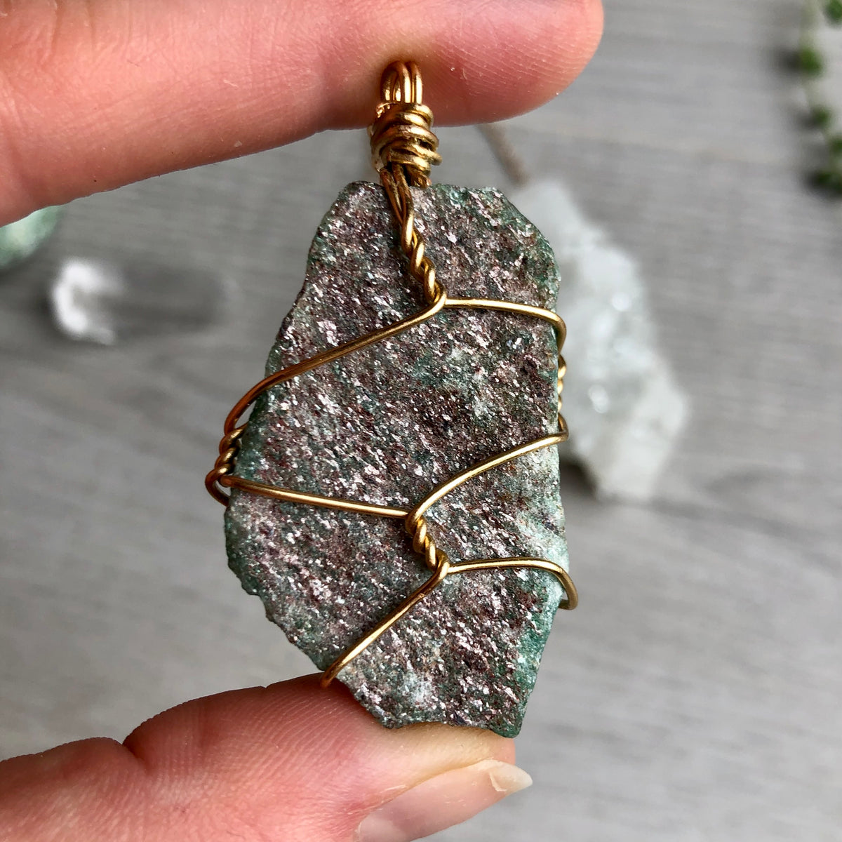 Raw Green Aventurine Wire Wrapped Necklace – Wholehearted Crystal Creations