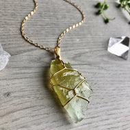 Raw Green Calcite Wire Wrapped Necklace – Wholehearted Crystal Creations