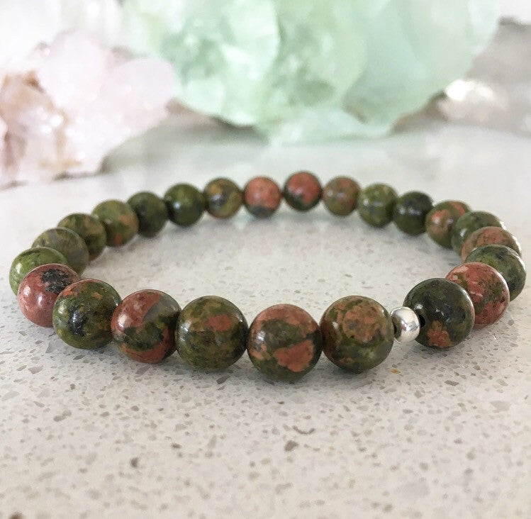 Unakite Jasper Stretch Bracelet – Wholehearted Crystal Creations