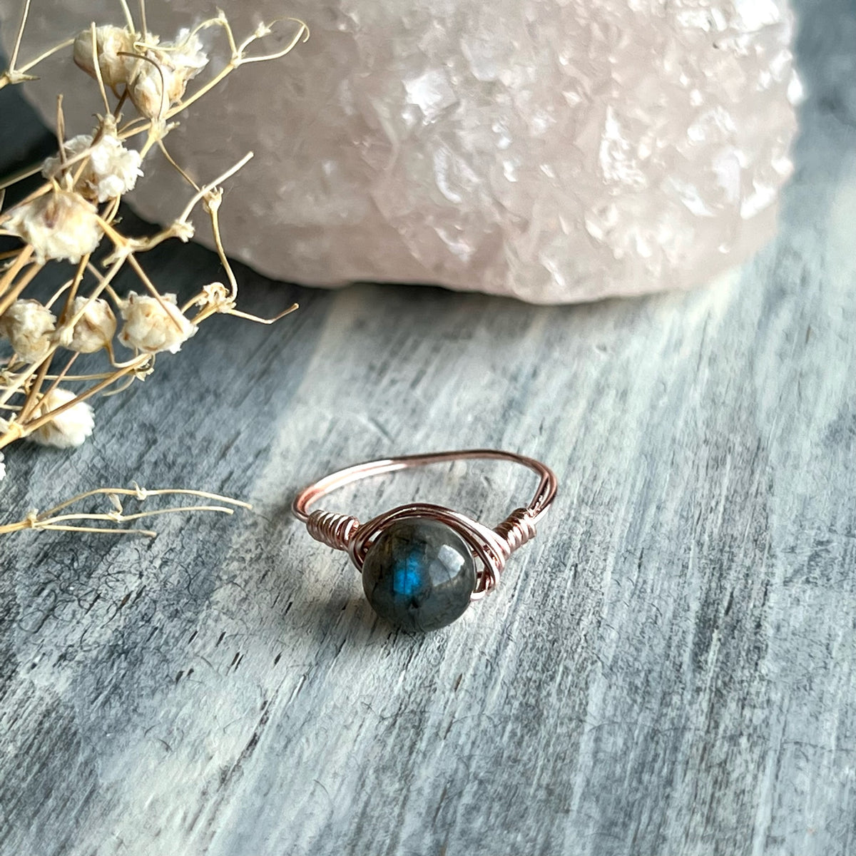 Labradorite Wire Wrapped Ring – Wholehearted Crystal Creations