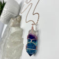Rainbow fluorite wire wrapped crystal necklace on rose gold chain – Wholehearted Crystal Creations
