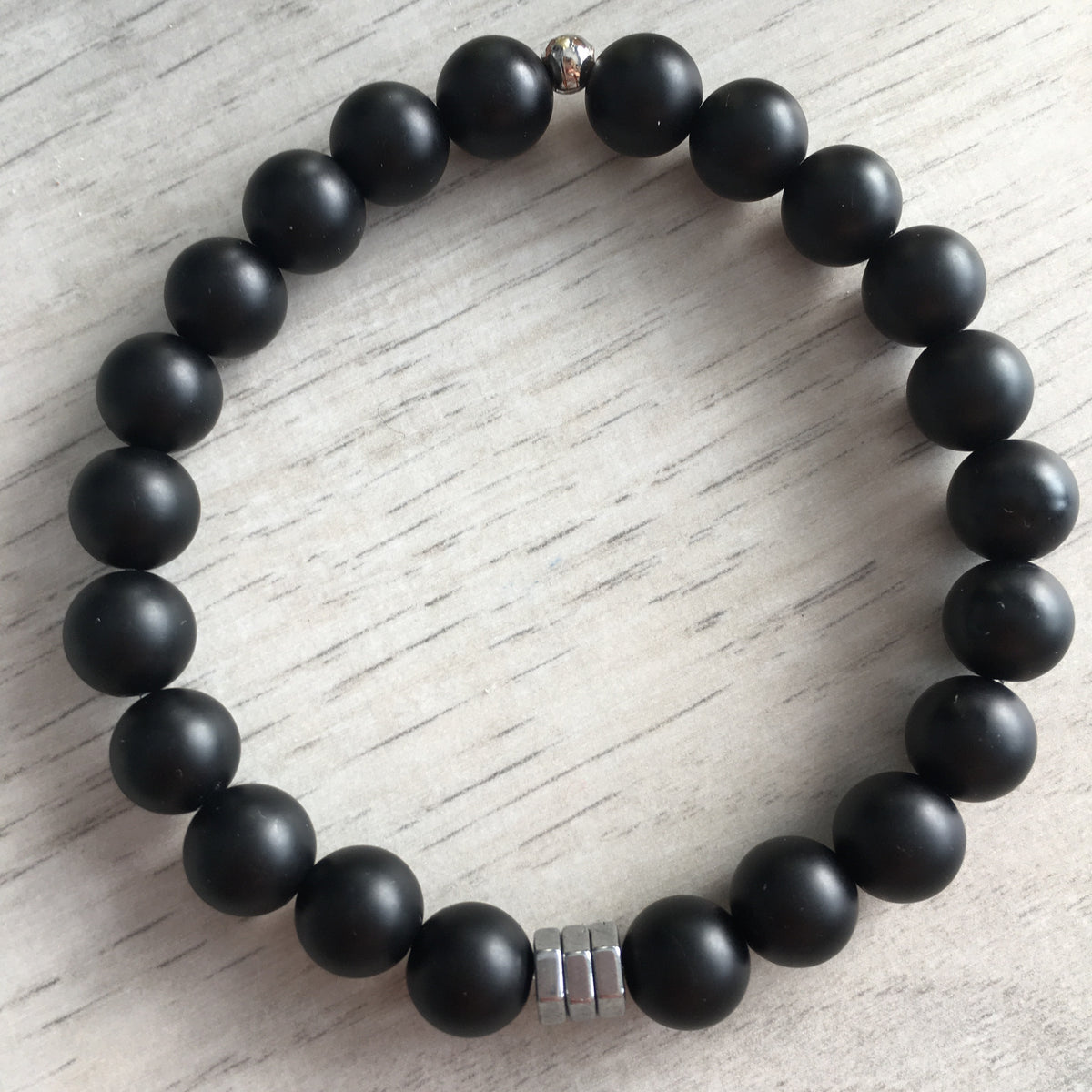 Matte Black Onyx Hematite Stretch Bracelet – Wholehearted Crystal Creations