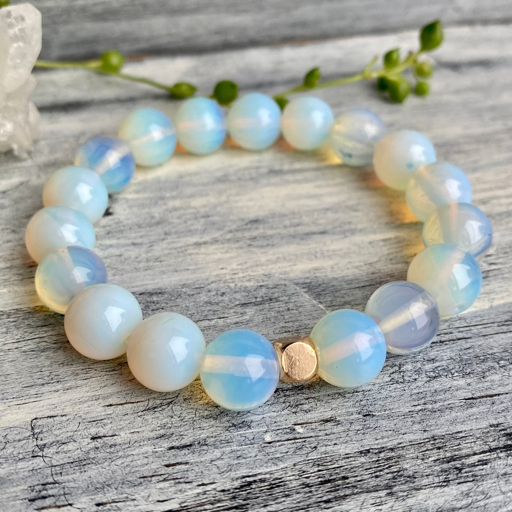 Opalite Rose Gold Spacer Stretch Bracelet – Wholehearted Crystal Creations