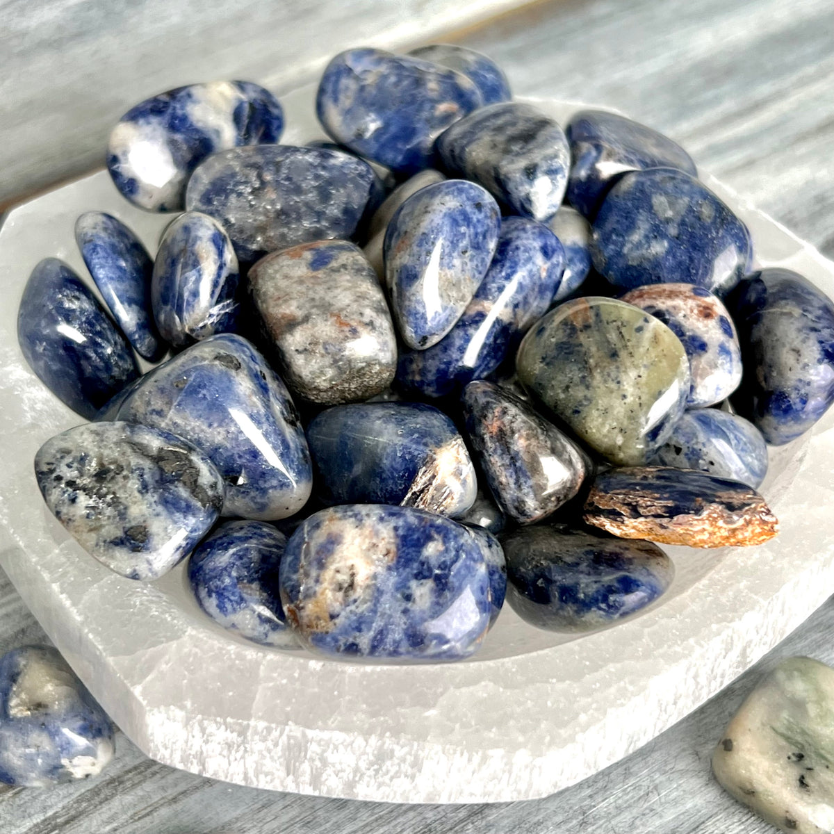 Sodalite Pocket Stone Tumbled Crystal Specimen – Wholehearted Crystal Creations