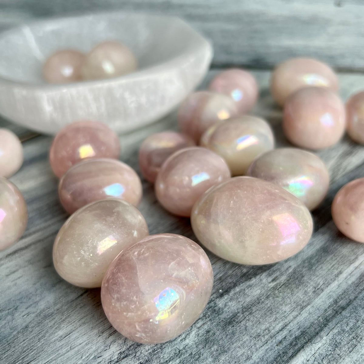 Angel Aura Rose Quartz Tumbled Pocket Stone Specimen – Wholehearted Crystal Creations