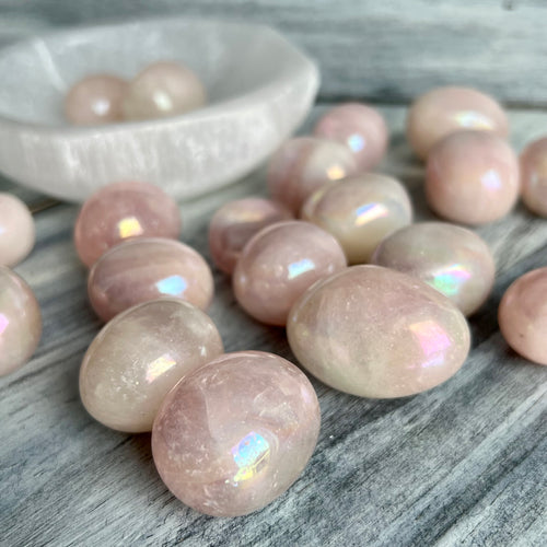 Angel Aura Rose Quartz Tumbled Pocket Stone Specimen – Wholehearted Crystal Creations