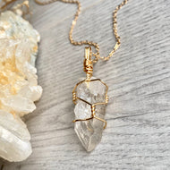 Clear Quartz Gold Wire Wrapped Necklace – Wholehearted Crystal Creations